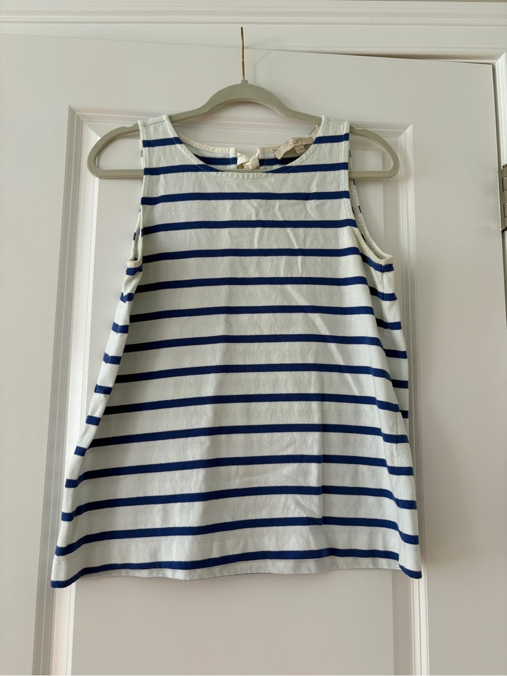 LOFT White & Blue Striped Sleeveless Tank